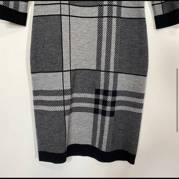 Hugo Boss Gray Plaid Wool Blend Knit Sweater Dress - Picture 5 of 10